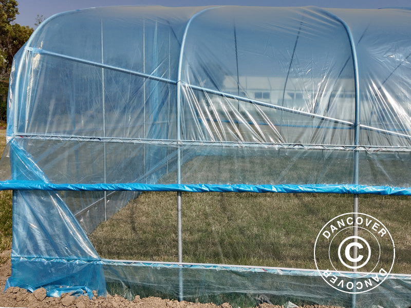 Polytunnel Drivhus, 6x10x2,5m, 100-mikron PO-film, Transparent