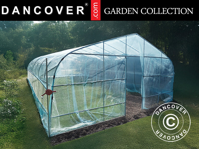 Polytunnel Drivhus, 6x10x2,5m, 100-mikron PO-film, Transparent