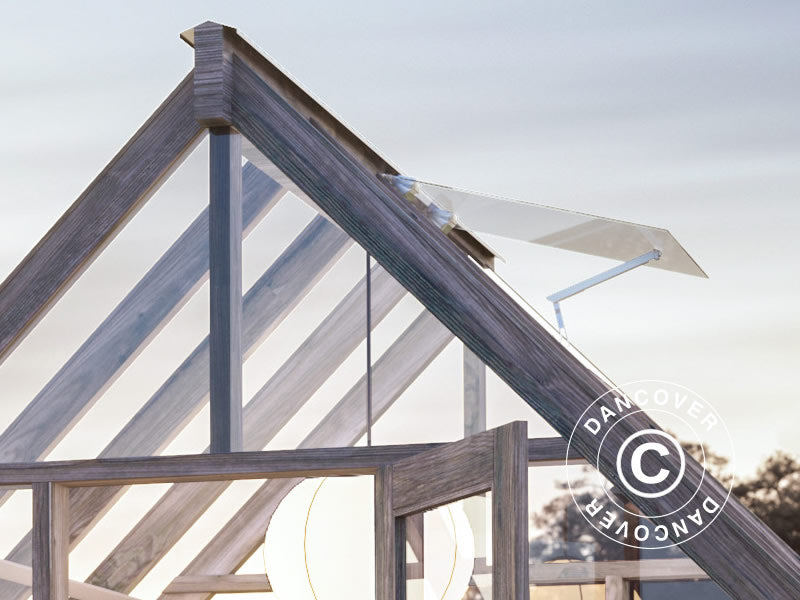 Drivhus/hagepavlijong av tre, 2,4x3,63x2,83m, 8,2m², grå