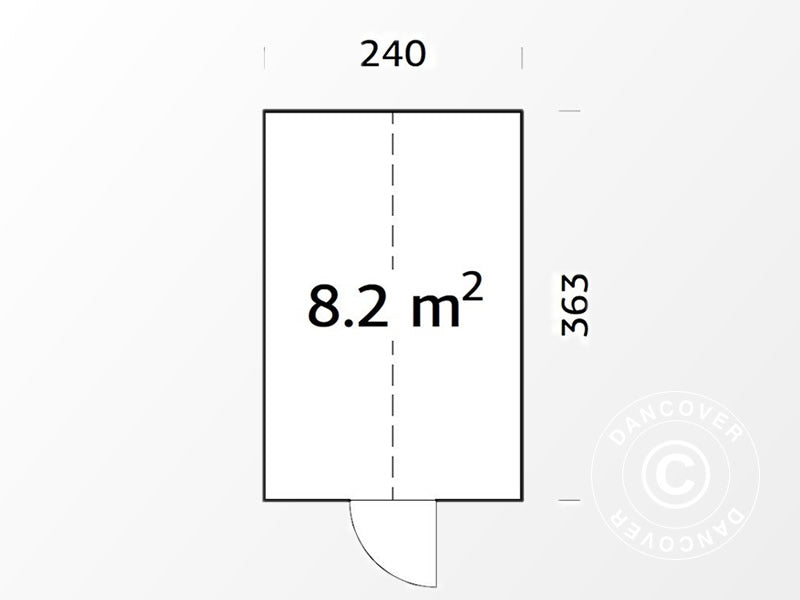 Drivhus/hagepavlijong av tre, 2,4x3,63x2,83m, 8,2m², grå