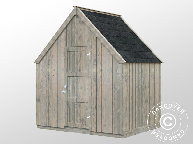 Drivhus/hagepaviljong i tre m/bod, 2,4x4,31x2,83m, 9,4m², Grå