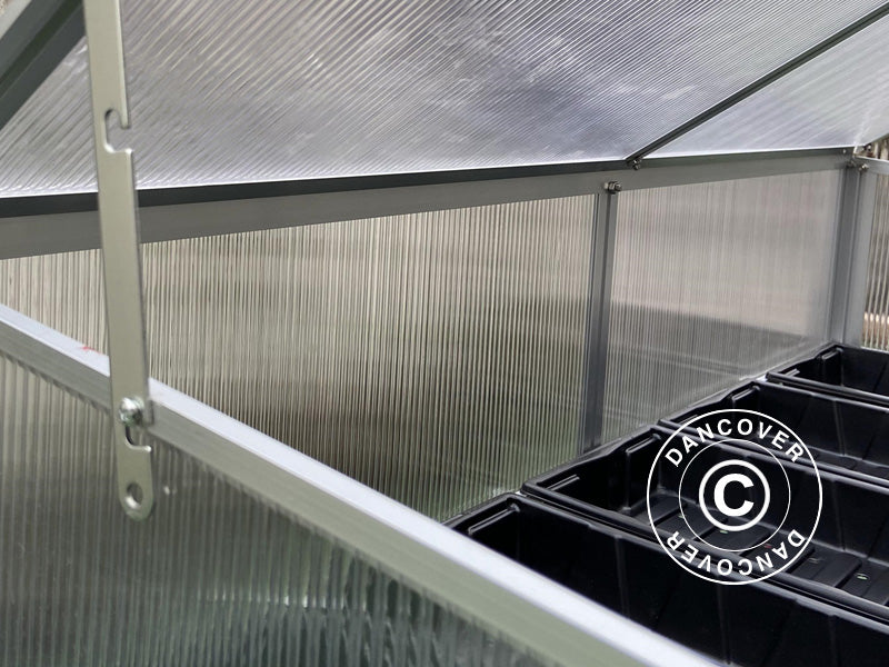 Minidrivhus, Polykarbonat, 0,5m², 0,39x1,3x1,4m, Aluminium