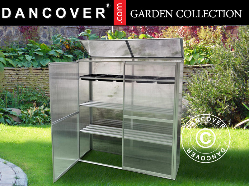 Minidrivhus, Polykarbonat, 0,5m², 0,39x1,3x1,4m, Aluminium