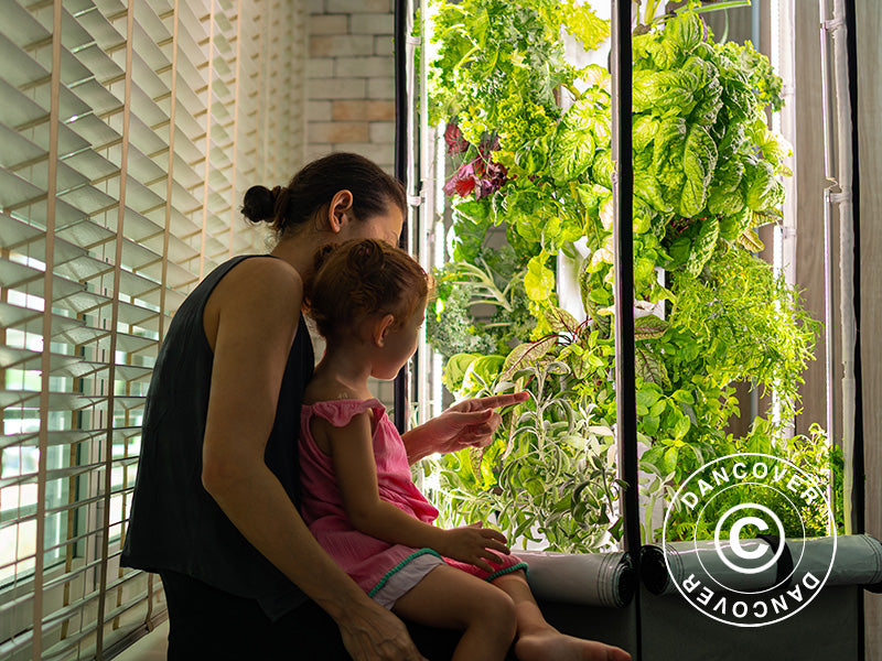 Hydroponisk veksttårn, Aerospring, 185x85cm, Grå