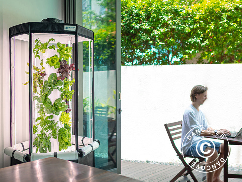 Hydroponisk veksttårn, Aerospring, 185x85cm, Grå