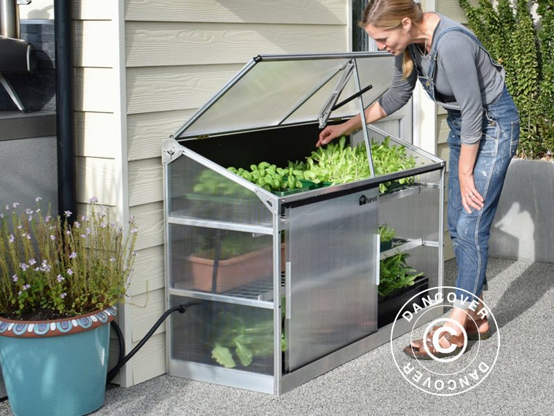 Smart drivhus polykarbonat Sprout S14 4-Season, Harvst, 1,25x0,5x0,9m, Svart