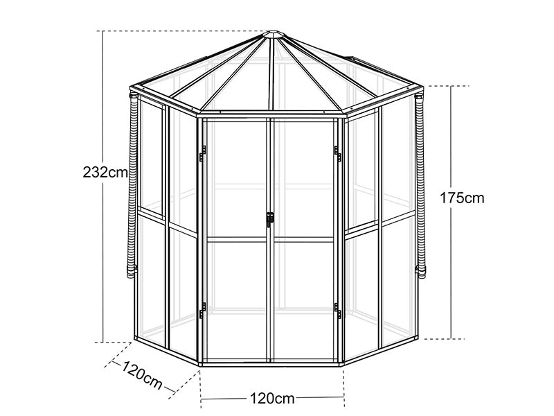 Orangery Hexagonal 2,08x2,4x2,32m w/Base Black