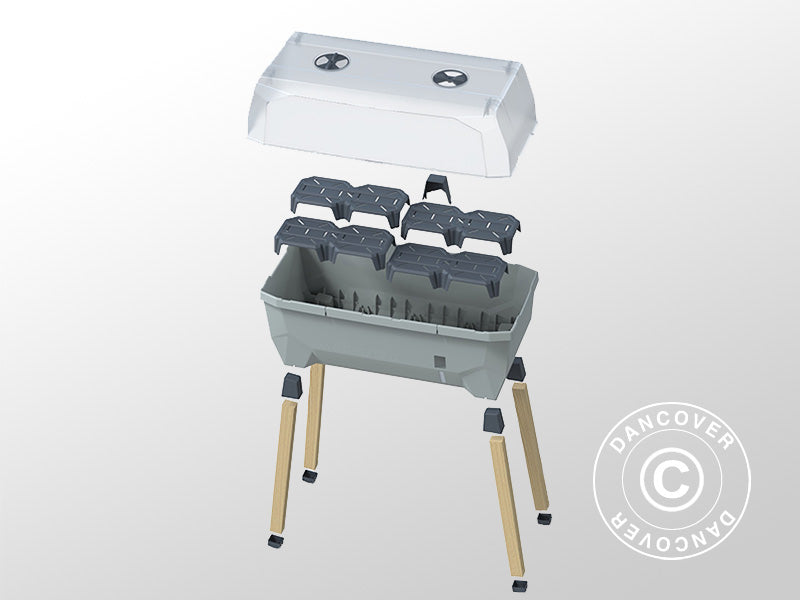 Høybed, SAMMY SALAD, m/duk og vanntank, Lysegrå