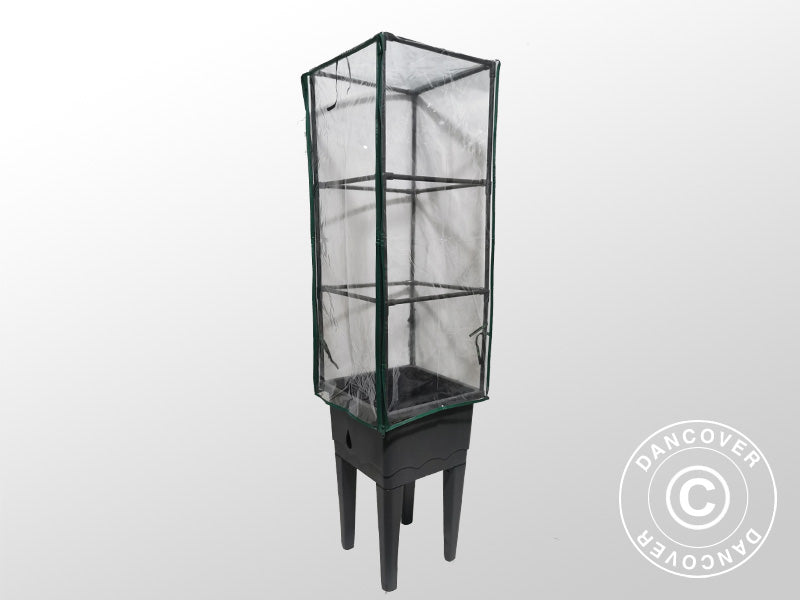 Plantekasse/høybed m/espalier, 0,4x0,4x1,6m, Grå