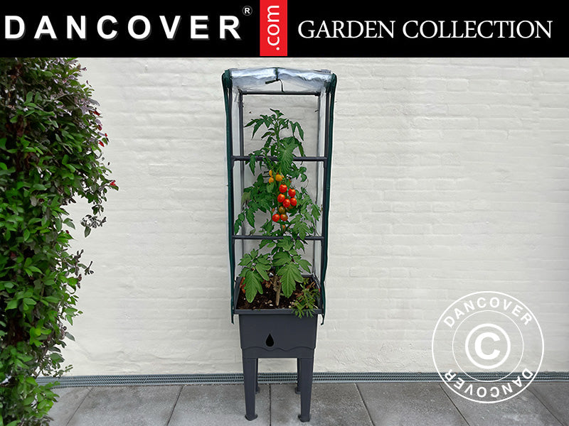 Plantekasse/høybed m/espalier, 0,4x0,4x1,6m, Grå