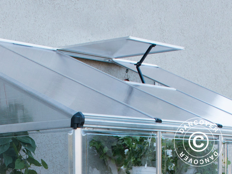 Veggdrivhus i Polykarbonat, 3,05m², Palram/Canopia, 1,25x2,44x2,25m, Sølv