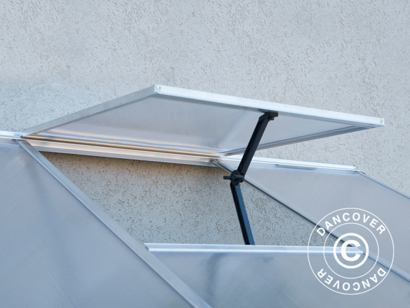 Veggdrivhus i Polykarbonat, 3,05m&sup2;, Palram/Canopia, 1,25x2,44x2,25m, S&oslash;lv