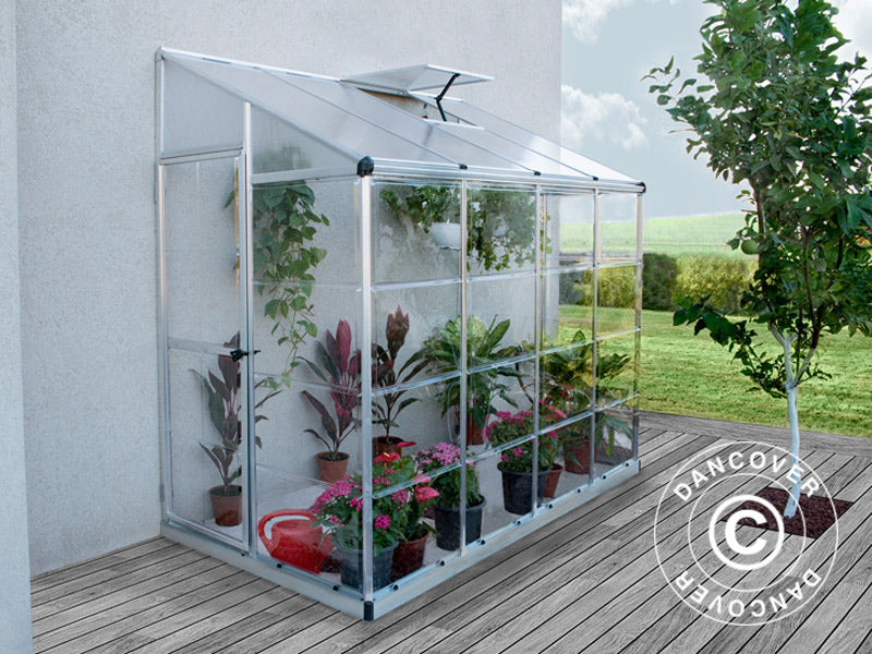 Veggdrivhus i Polykarbonat, 3,05m&sup2;, Palram/Canopia, 1,25x2,44x2,25m, S&oslash;lv