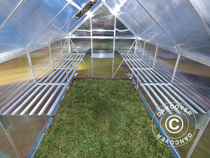 Hylle til drivhus, robust, Palram/Canopia, 58x42x20cm, Sølv