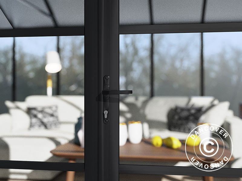 Orangeri i polykarbonat Triomphe m/sokkel, 17,1m&sup2;, Palram/Canopia, 4,5x3,8x2,69m, Svart