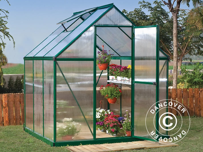 Drivhus polykarbonat 3,4m², Palram/Canopia, 1,85x1,86x2,08m, grønn