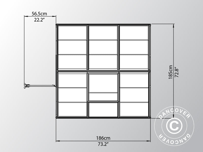 Drivhus polykarbonat 3,4m², Palram/Canopia, 1,85x1,86x2,08m, grønn