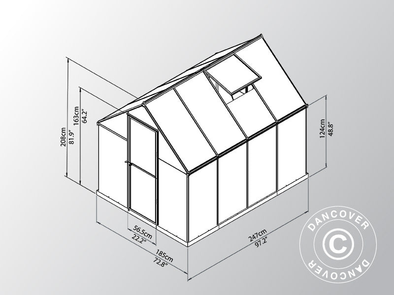 Drivhus polykarbonat 4,6m², Palram/Canopia, 1,85x2,47x2,08m, grønn