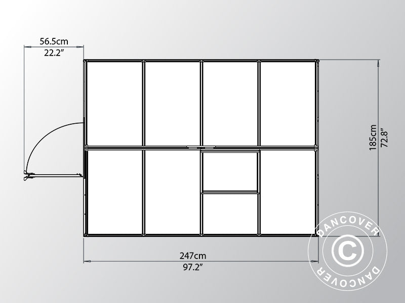 Drivhus polykarbonat 4,6m², Palram/Canopia, 1,85x2,47x2,08m, grønn