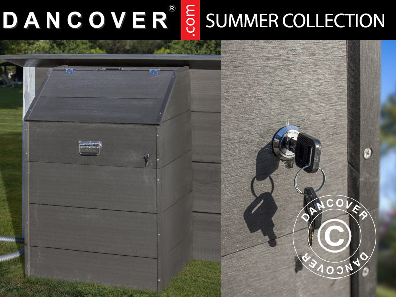 Teknisk skap til bassengtilbehør, 80x60x115cm, Koksgrå