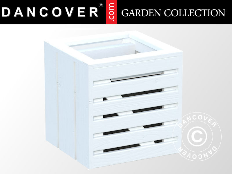 Blomsterkasse i tre m/innvendig potte, 0,35x0,33x0,36m, Hvit BARE 4 STK. IGJEN