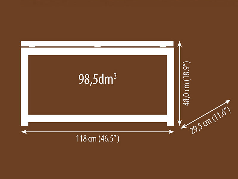 Benk med plass til oppbevaring av ved, 29,5x118x48cm, Svart/Tre