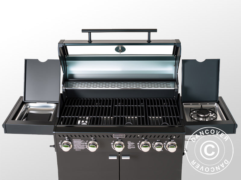 Gas BBQ Grill 53x146x112cm Black (FR)