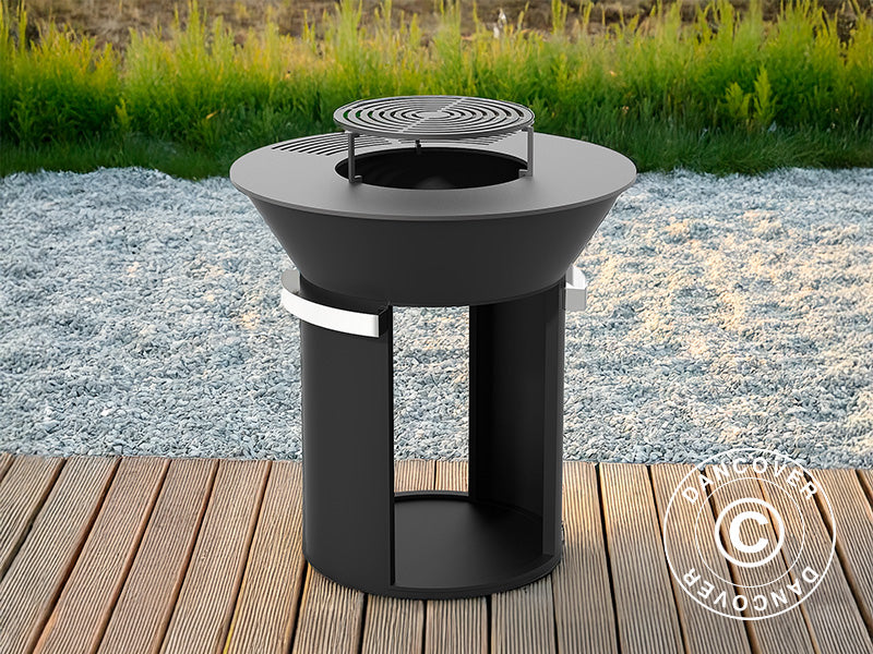 B&aring;lpanne med vedoppbevaring, &Oslash;93x98cm, Svart