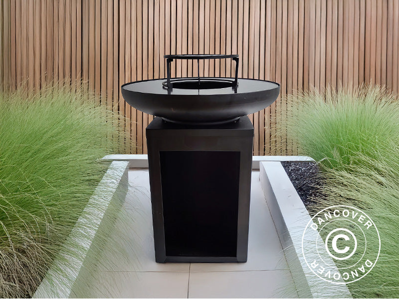 B&aring;lpanne med vedoppbevaring, &Oslash;60x73cm, Svart