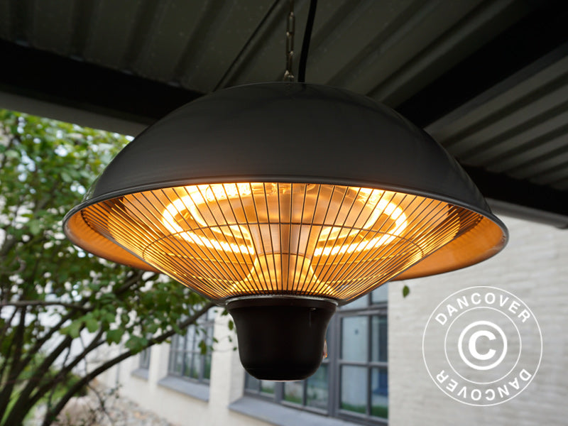 Hengende terrassevarmer NAURU w/FK, 500/1000/1500W, Sølvfarget