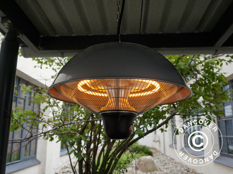 Hengende terrassevarmer NAURU w/FK, 500/1000/1500W, Sølvfarget