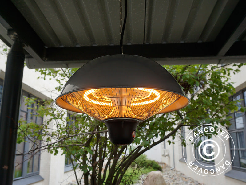 Hengende terrassevarmer NAURU w/FK, 500/1000/1500W, Sølvfarget