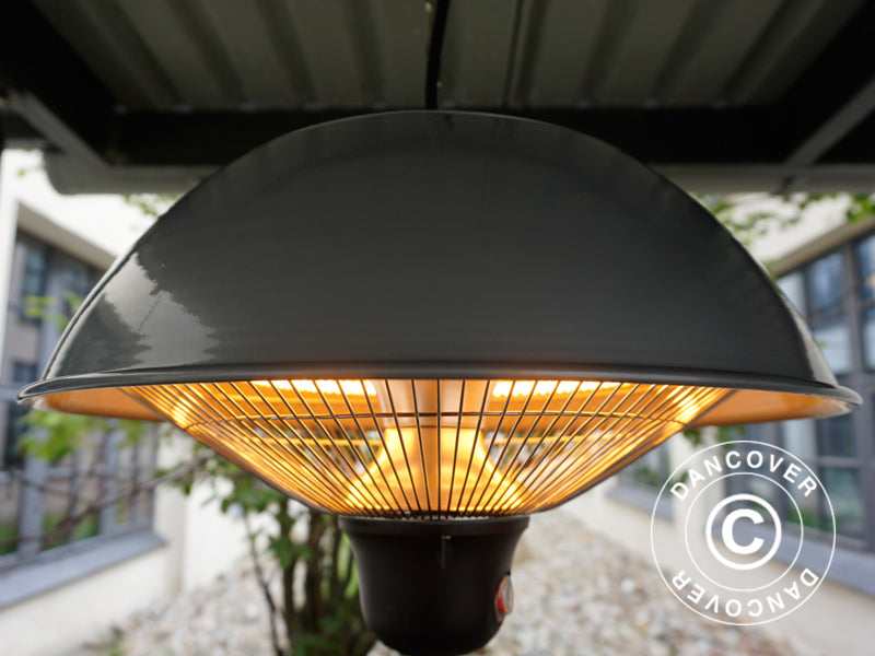 Hengende terrassevarmer NAURU w/FK, 500/1000/1500W, Sølvfarget