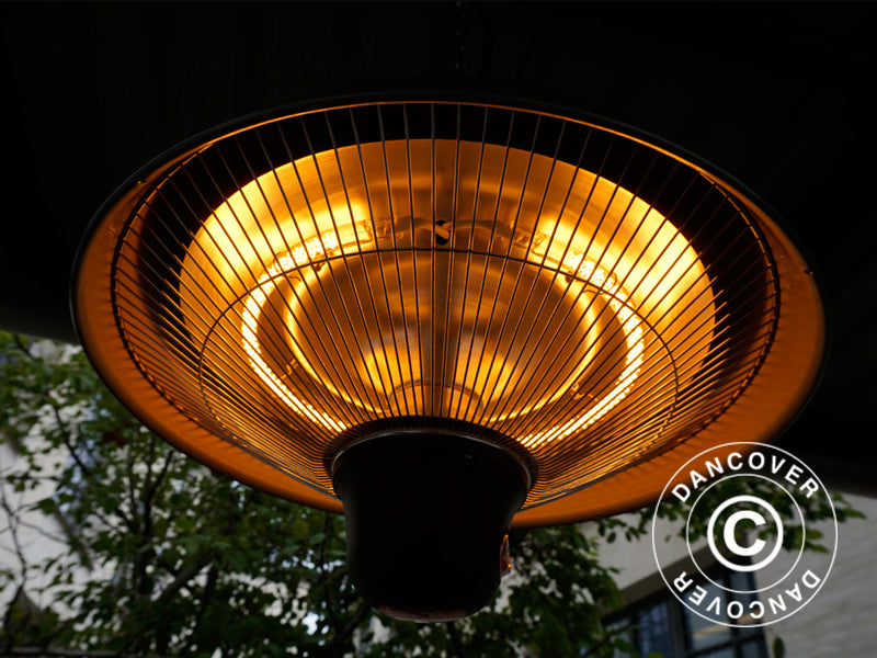 Hengende terrassevarmer NAURU w/FK, 500/1000/1500W, Sølvfarget