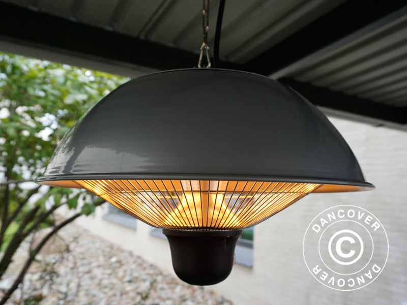 Hengende terrassevarmer NAURU w/FK, 500/1000/1500W, Sølvfarget