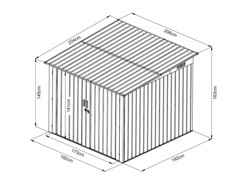 Sykkelskur 2,06x2,04x1,63m, 4,2m², Antrasitt/Hvitt