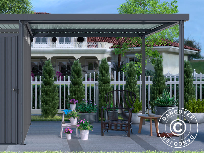 Forlengelse til redskapsbod med takvindu, 2,86x2,45x2,26m, 7m², Antrasitt