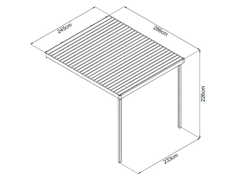 Redskapsbod m/takvindu + overheng, 4,9x2,45x2,26m, 12,0m², Antrasitt