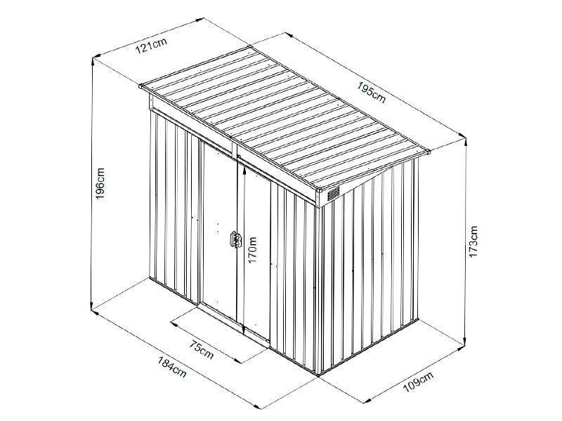 Redskapsbod med takvindu 1,95x1,21x1,96m, 2,35m&sup2;, ProShed&reg;, Antrasitt/Hvit
