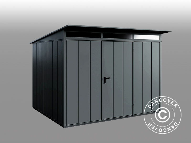 Redskapsbod i metall m/skråtak, Hörmann Elegant Typ3, 3,13x2,83x2,32m, Antrasitt