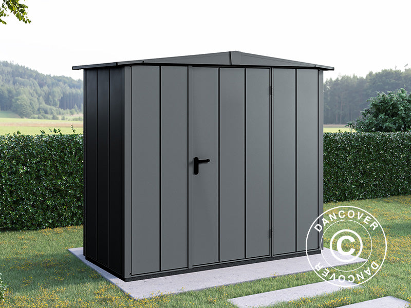 Redskapsbod i metall m/mønetak, Hörmann Elegant Typ1, 2,59x1,21x2,16m, Antrasitt