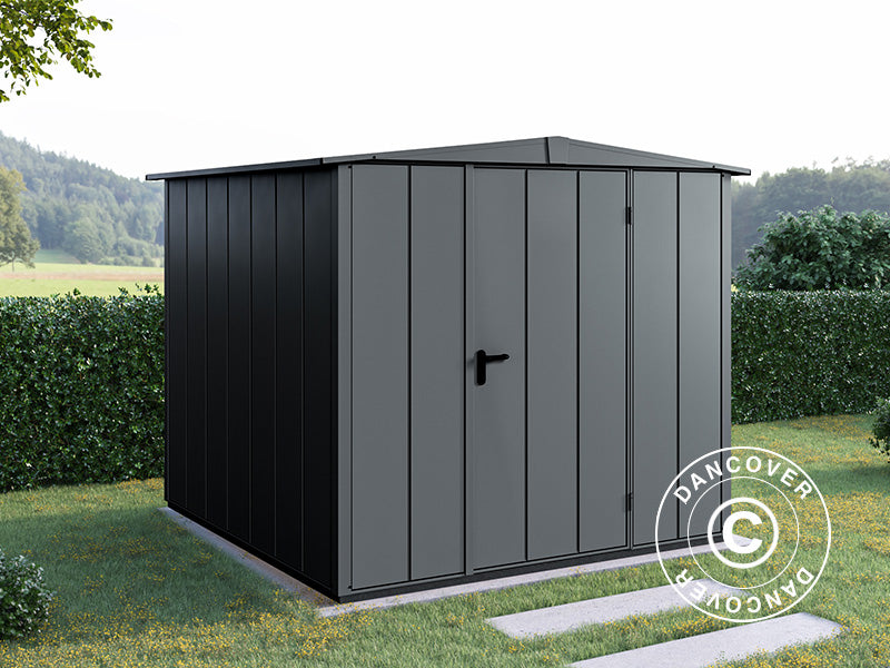 Redskapsbod i metall m/mønetak, Hörmann Elegant Typ2, 2,59x2,48x2,16m, Antrasitt