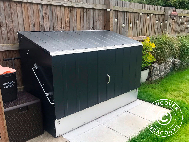 Sykkelskur med rampe, Protect-a-Cycle, Trimetals, 1,96x0,89x1,33m,&nbsp;1,74m²,&nbsp;Antrasitt