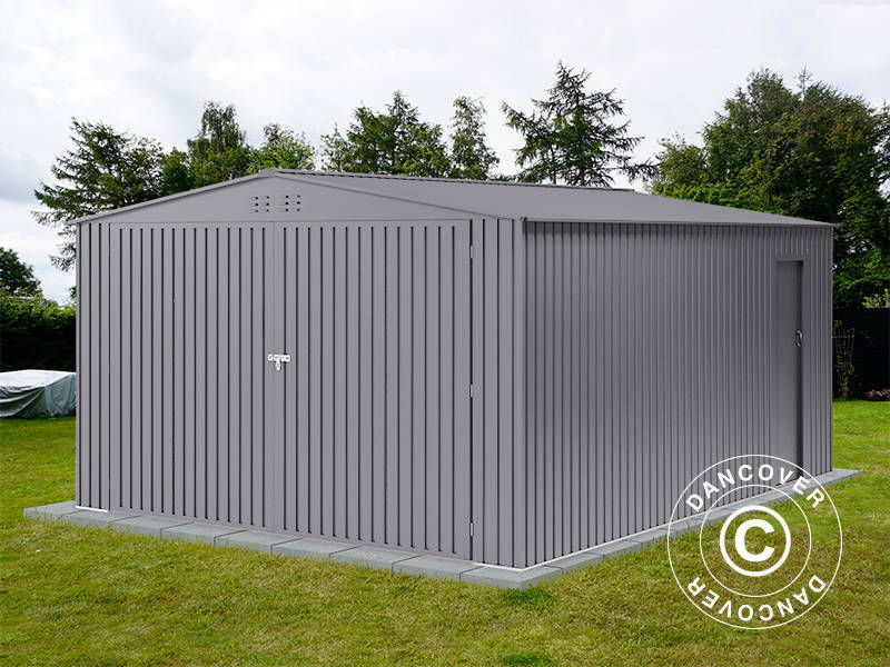 Metall garasje 3,8x4,8x2,32m,&nbsp;18,24m²,&nbsp;ProShed®, Aluminium Grå