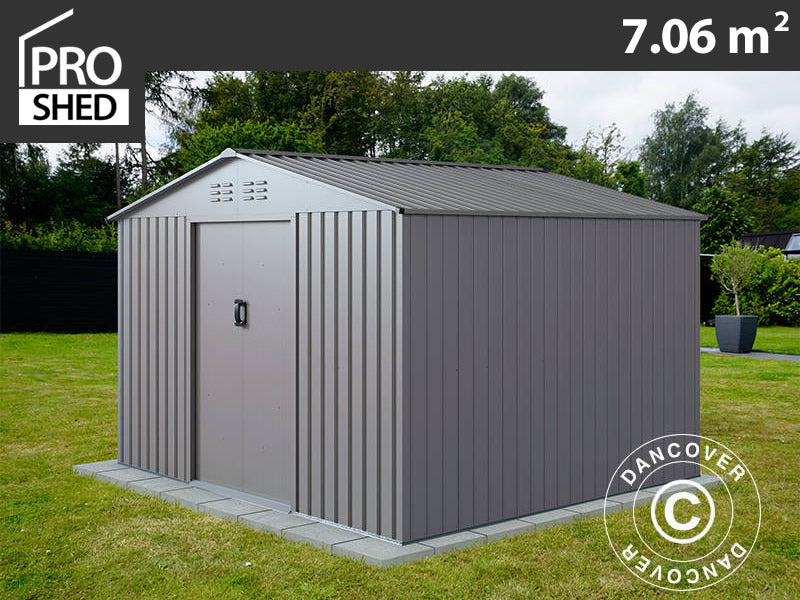 Redskapsbod 2,77x2,55x1,92m, 7,06m²,&nbsp;ProShed®, Aluminium Grå