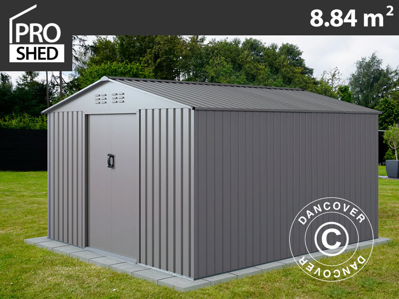 Redskapsbod 2,77x3,19x1,92m, 8,84m²,&nbsp;ProShed®, Aluminium Grå