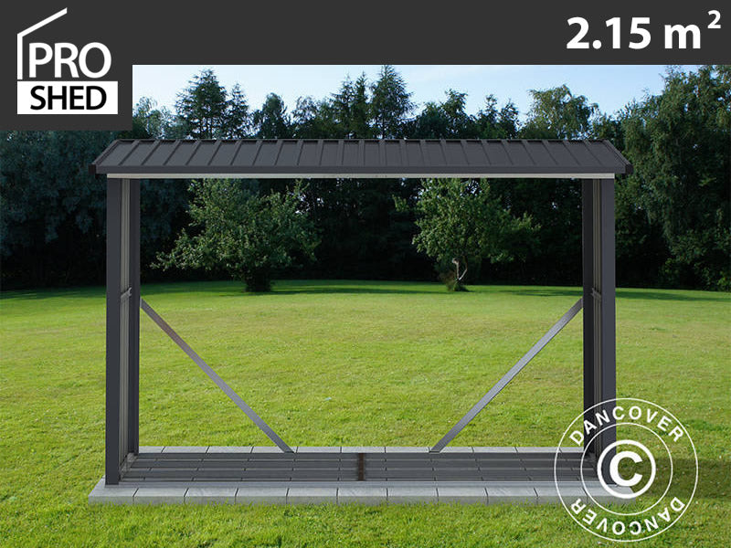 Vedskjul 2,42x0,89x1,56m, 2,15m²,&nbsp;ProShed®, Antrasitt