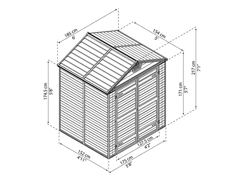 Polykarbonat redskapsbod SkyLight, Palram/Canopia, 1,85x1,54x2,17m, Grå