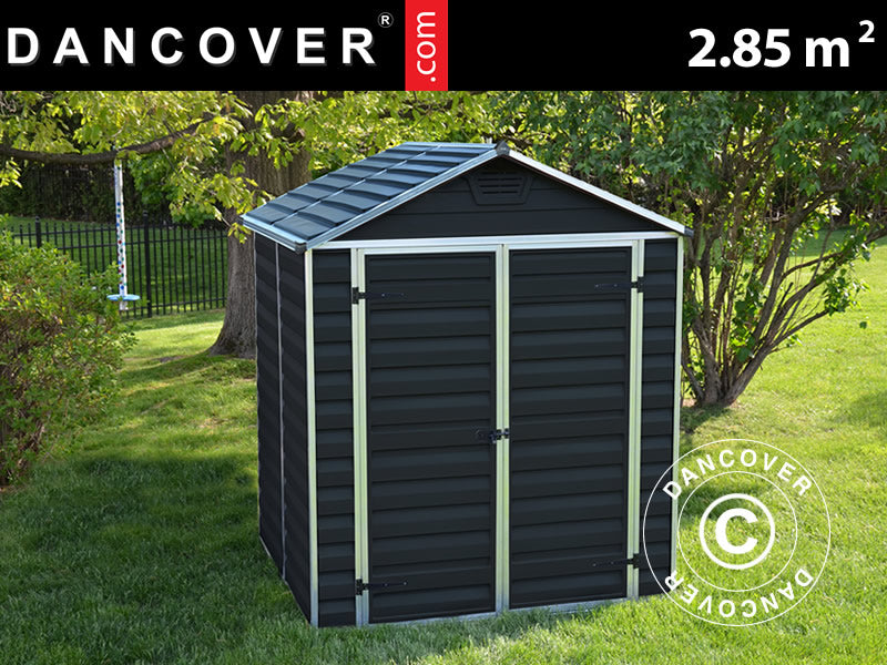 Polykarbonat redskapsbod SkyLight, Palram/Canopia, 1,85x1,54x2,17m, Midnatt grå