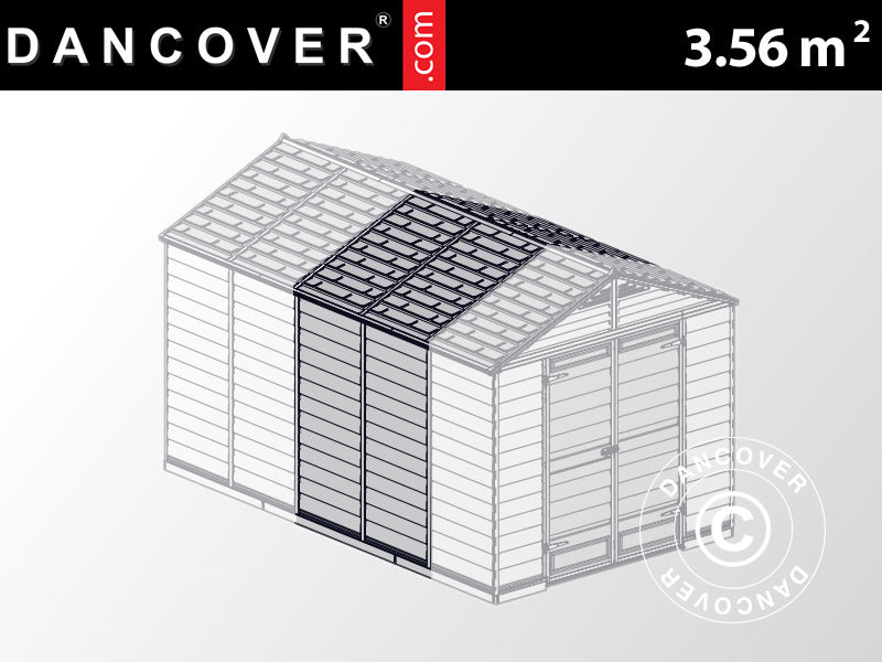 Polykarbonat hagebodutvidelse SkyLight, Palram/Canopia, 2,37x1,5x2,34m, Grå BARE 2 STK. IGJEN